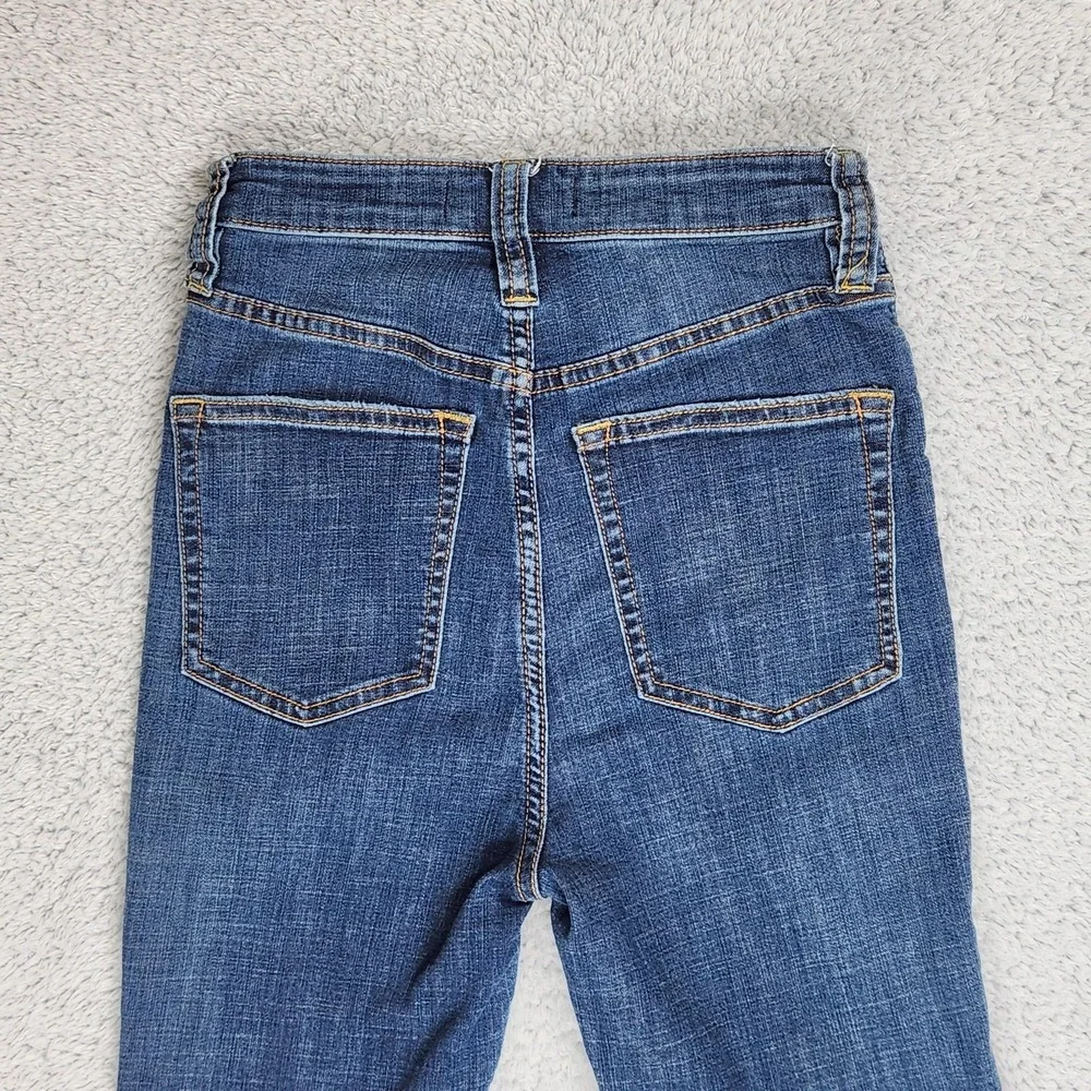 We The Free Jeans Womens 25 Medium Wash High Rise Flare Bell Bottom Button Fly - Picture 15 of 16